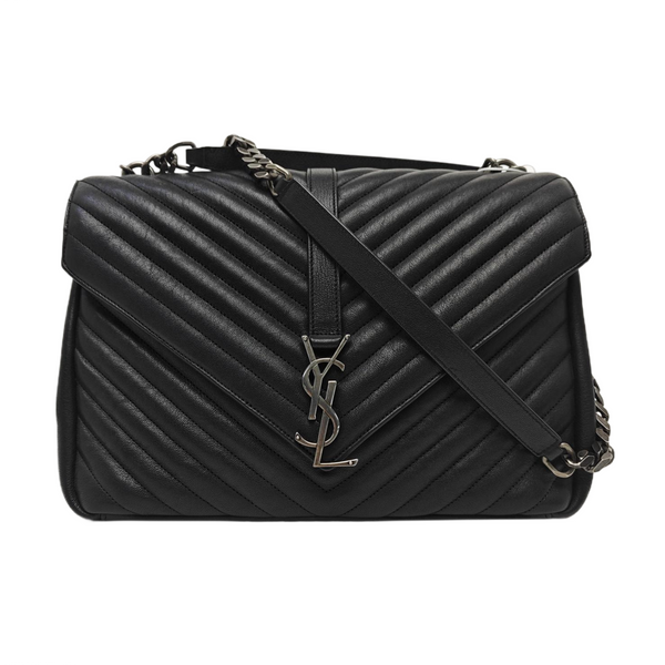 COLLEGE Large Chevron Calfskin Black