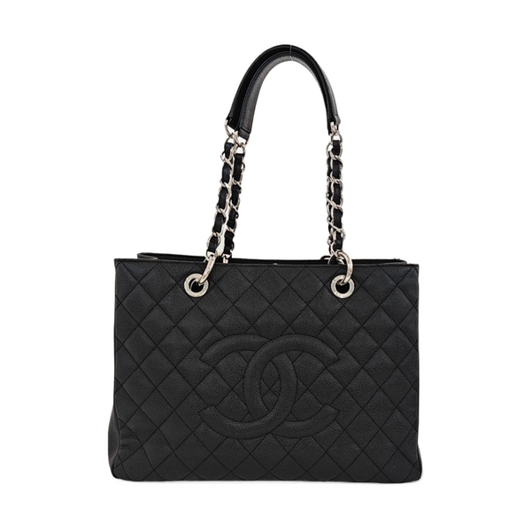 CHANEL GST Large Quilted Grained Calfskin Black