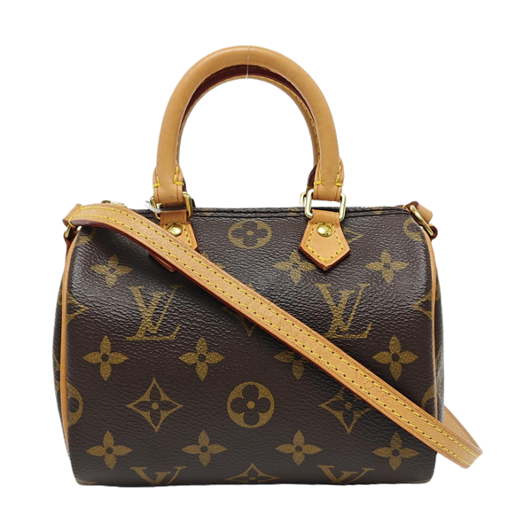 Authenticated pre-owned  SPEEDY Nano Monogram Coated Canvas Brown - Shoulder Bag at Looply