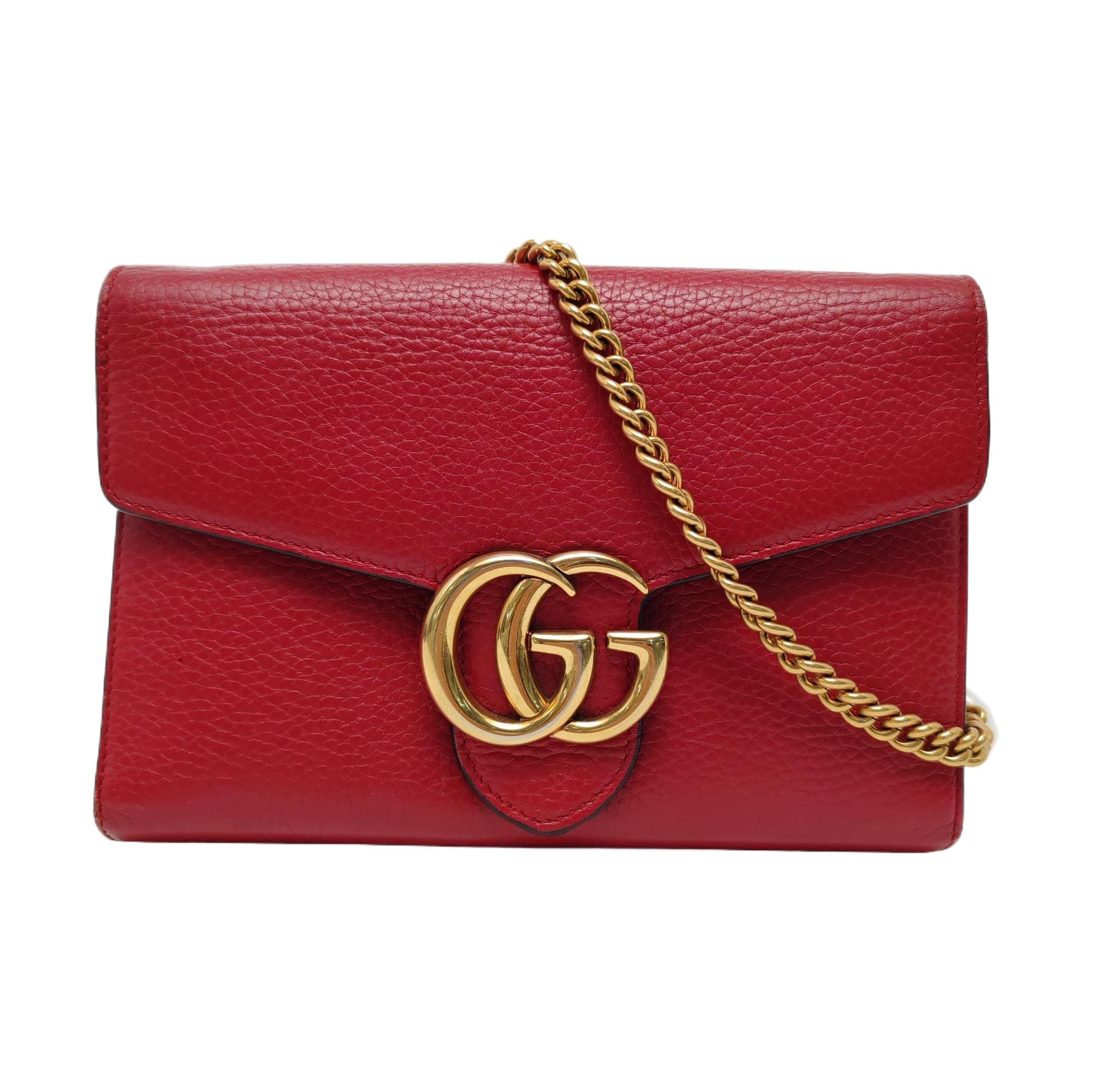 Authenticated pre-owned  GG Marmont Mini Calfskin Red - Shoulder Bag at Looply