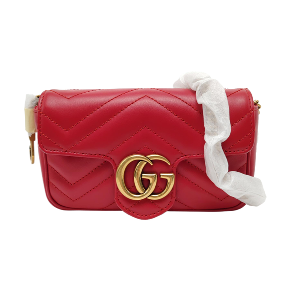 Authenticated pre-owned  GG Marmont Mini Quilted Calfskin Red - Shoulder Bag at Looply