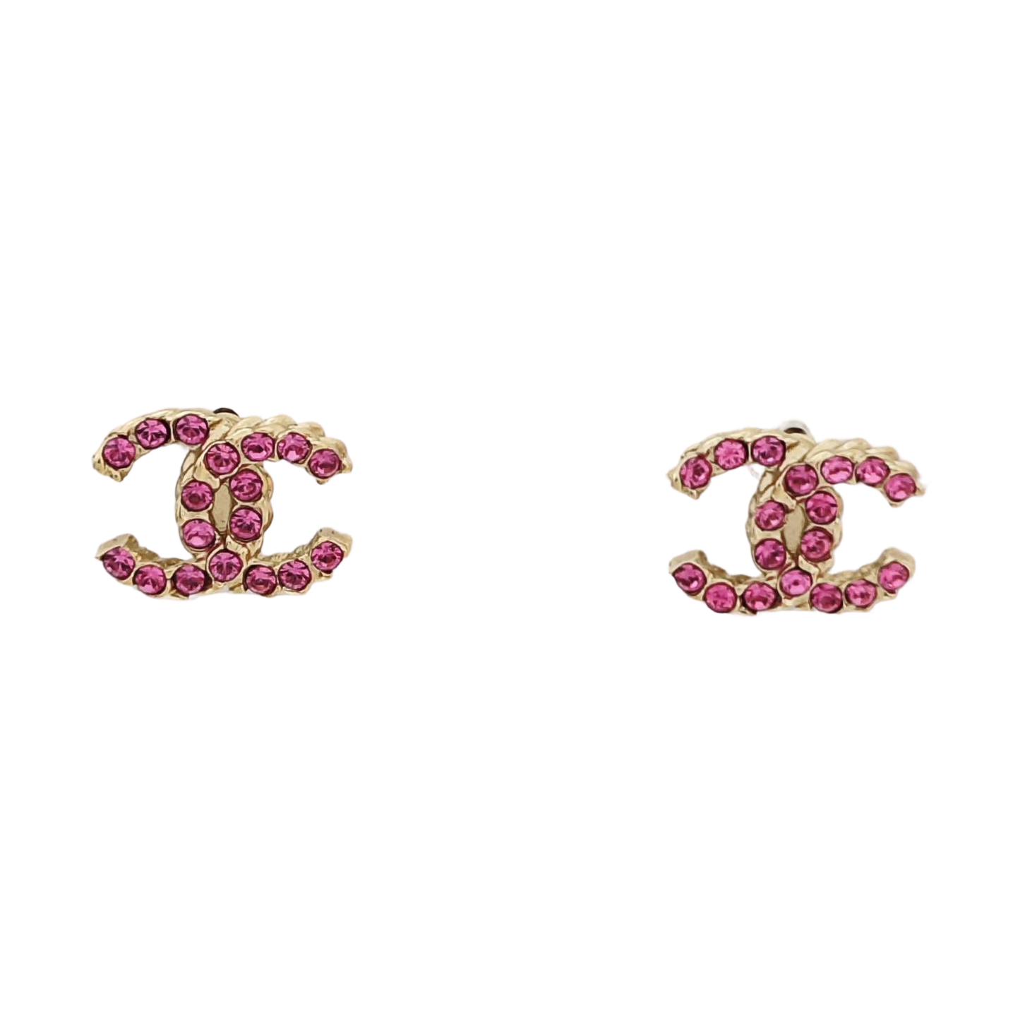 CC Logo Metal Pink Stud Earrings