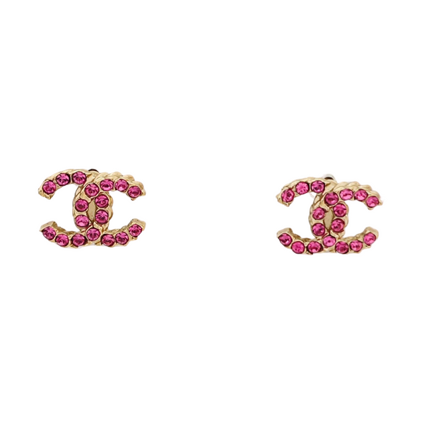 CC Logo Metal Pink Stud Earrings