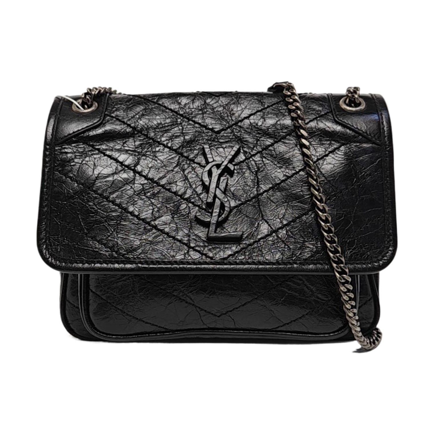 NIKI Small Chevron Calfskin Black