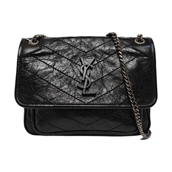 NIKI Small Chevron Calfskin Black