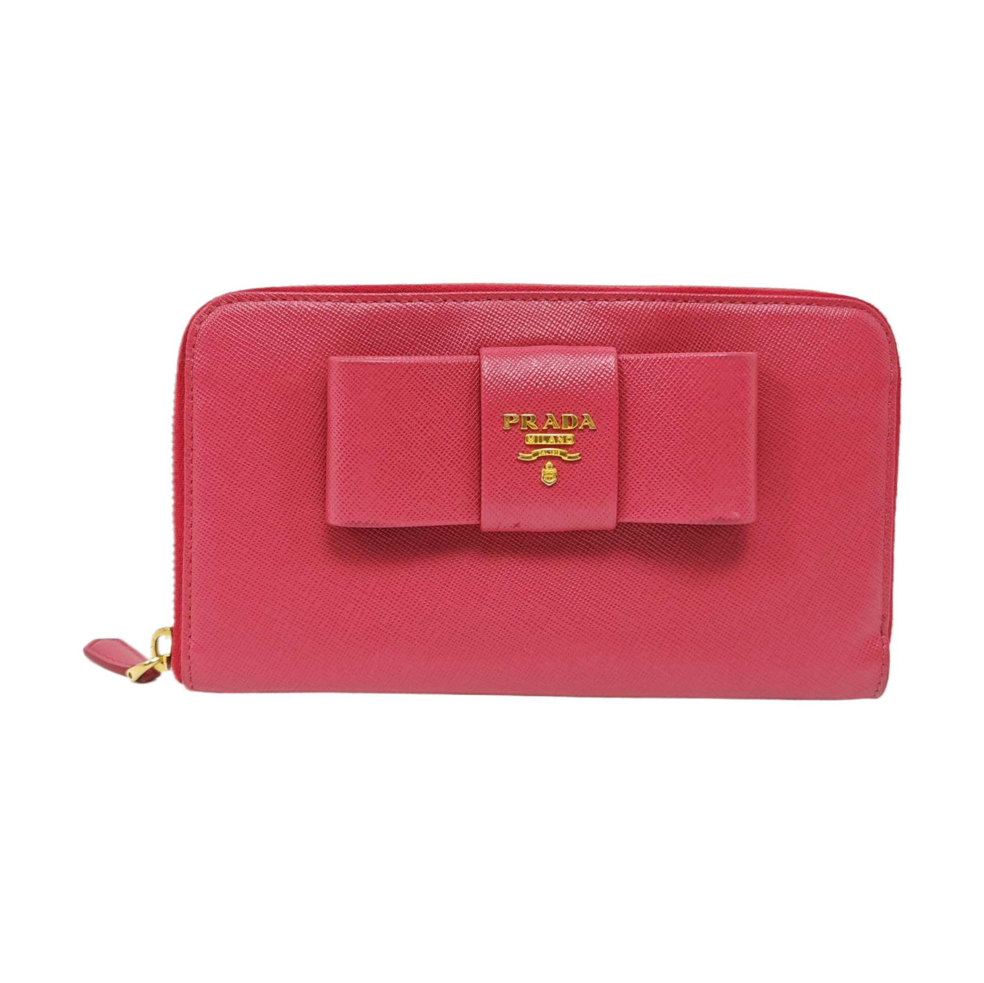 Fiocco Bow Saffiano Calfskin Red Wallet
