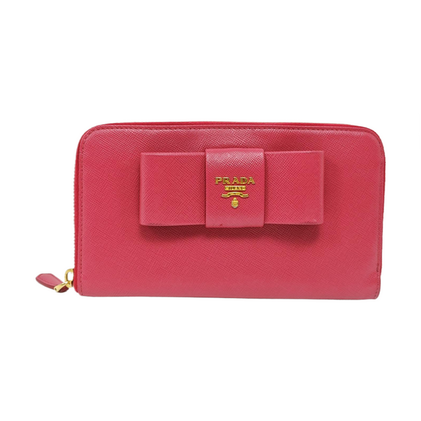 Fiocco Bow Saffiano Calfskin Red Wallet