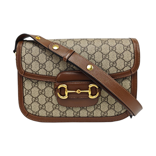 Horsebit 1955 Medium Monogram Coated Canvas Beige