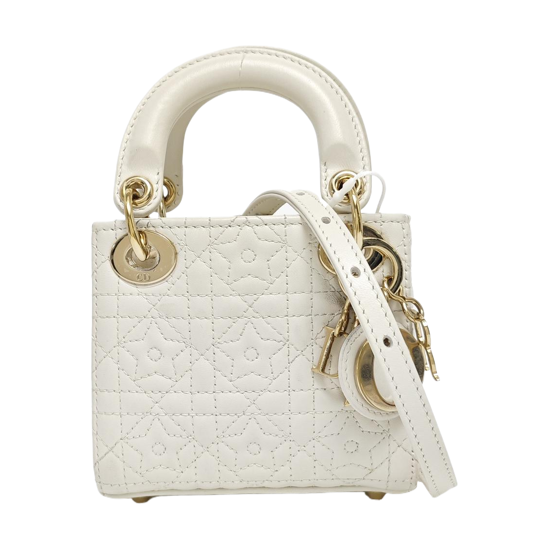 Lady Dior Super Mini Quilted Lambskin White