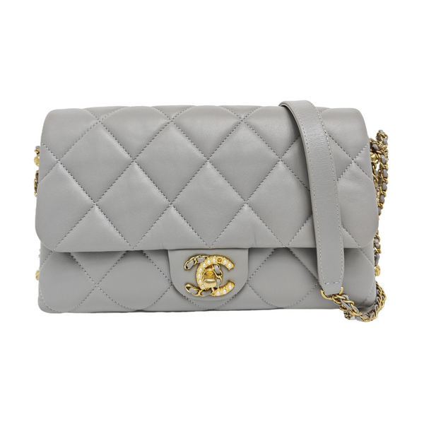 CLASSIC FLAP Small Quilted Lambskin Gray