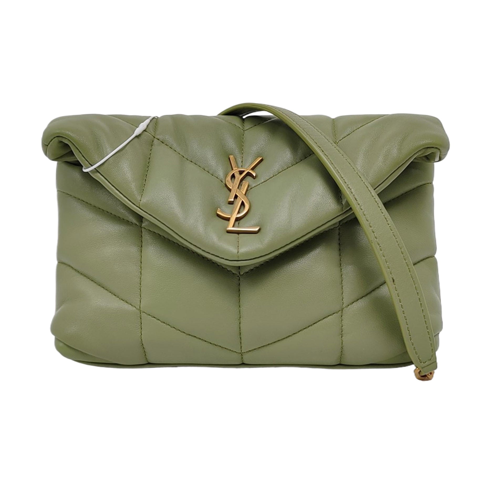 PUFFER Mini Chevron Lambskin Green