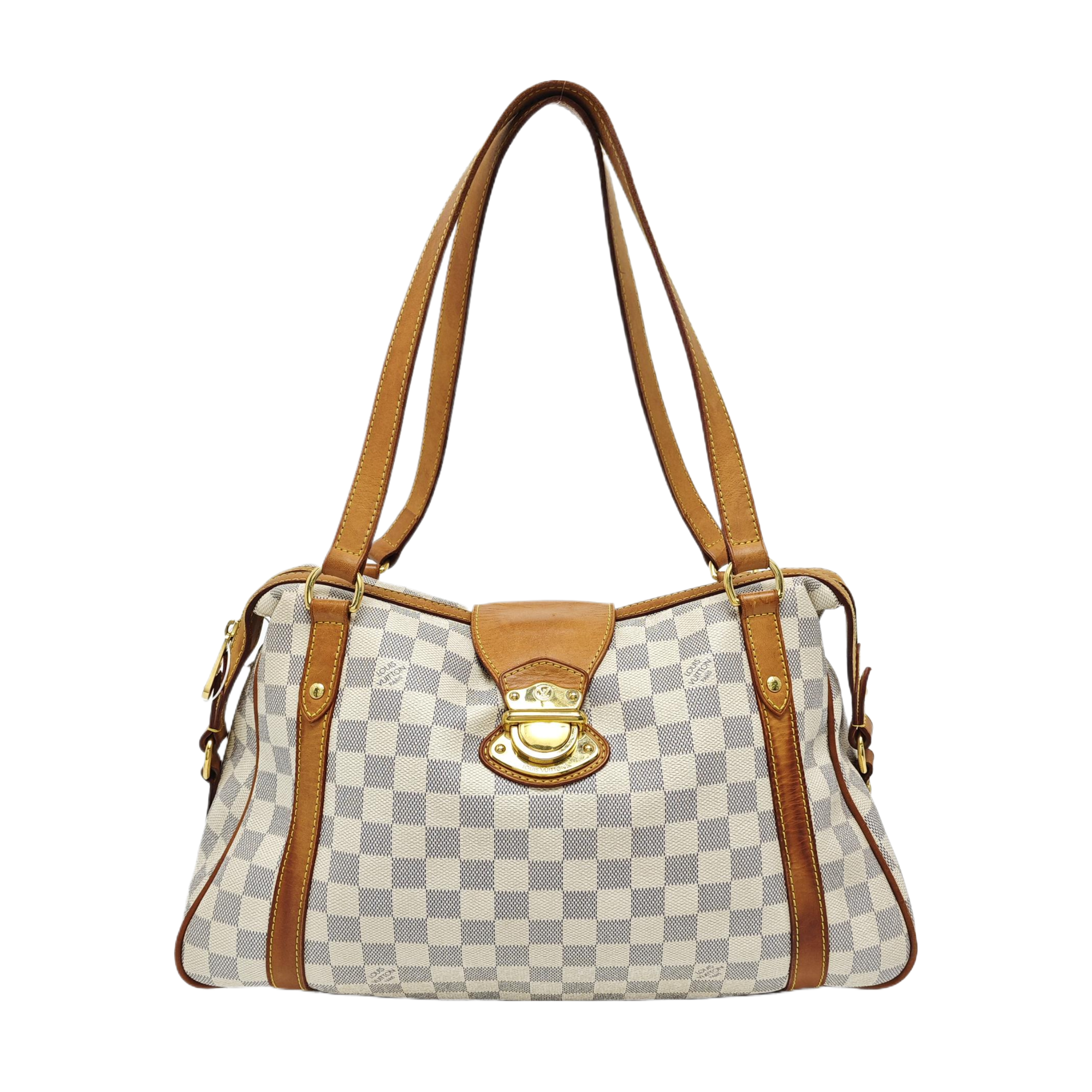 STRESA Damier Azur Coated Canvas White