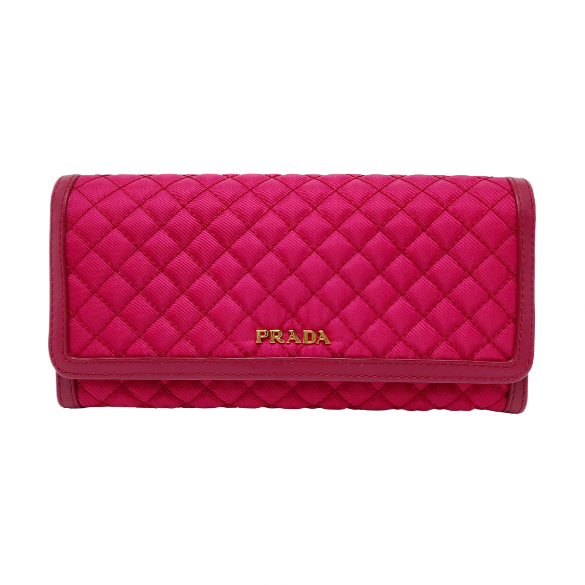 Quilted Nylon Wallet Red