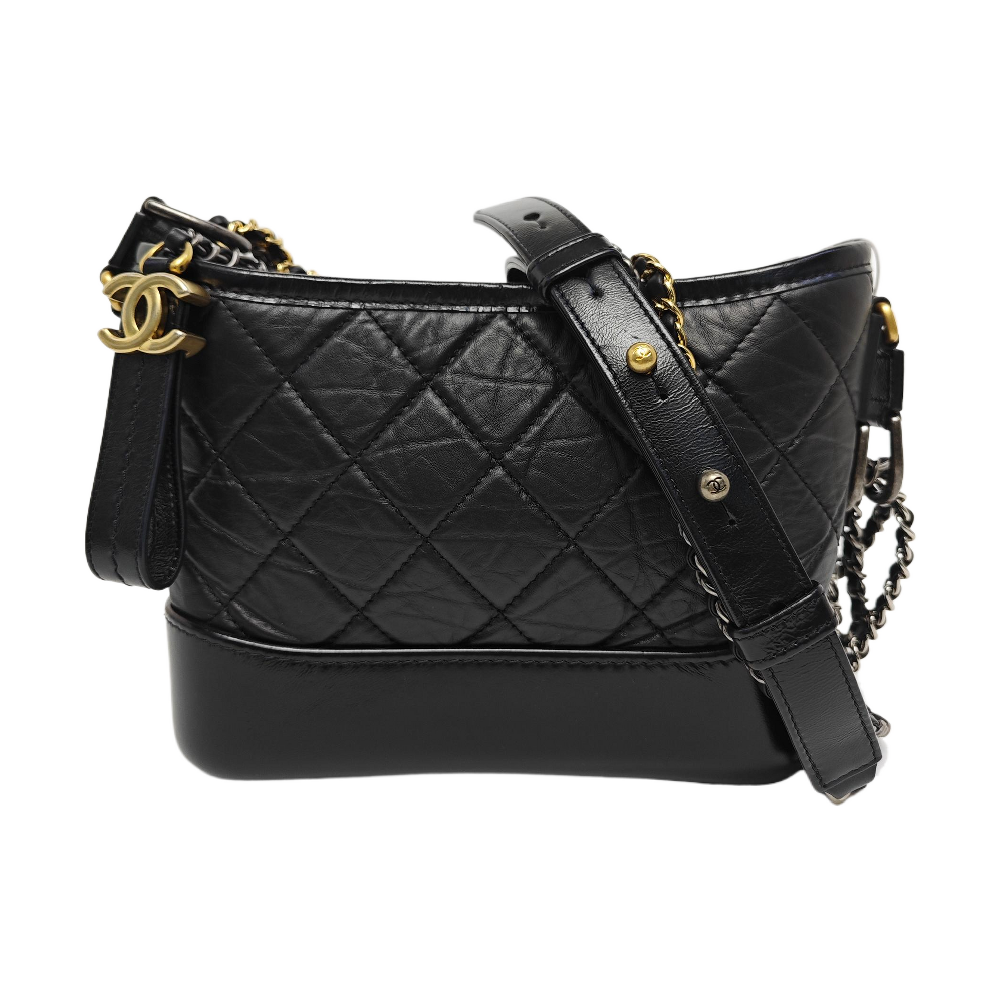 GABRIELLE Small Quilted Vintage Calf Black