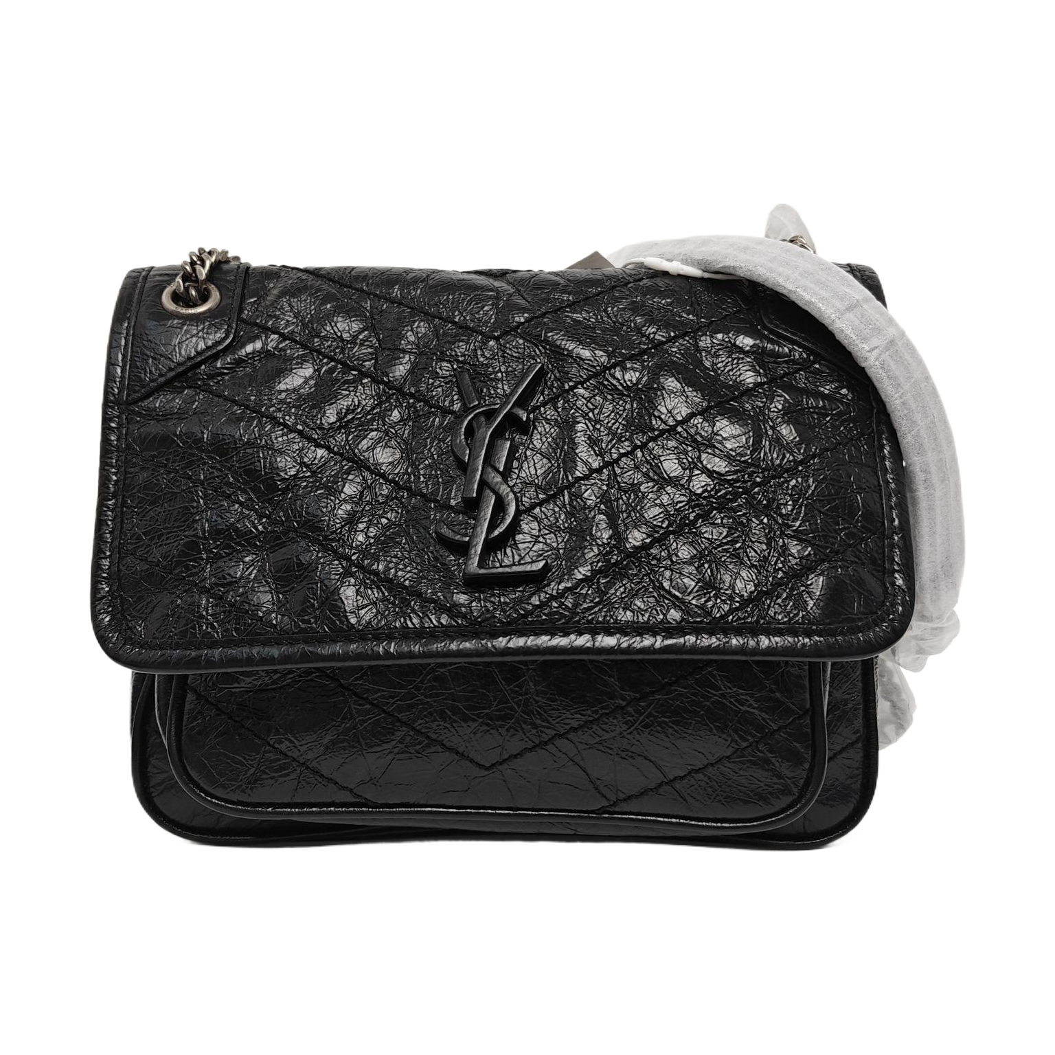 NIKI Small Chevron Calfskin Black