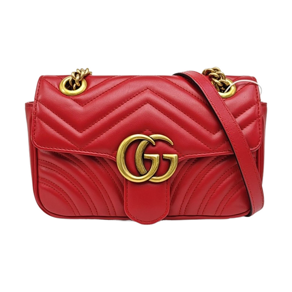 GG Marmont Small Quilted Calfskin Red