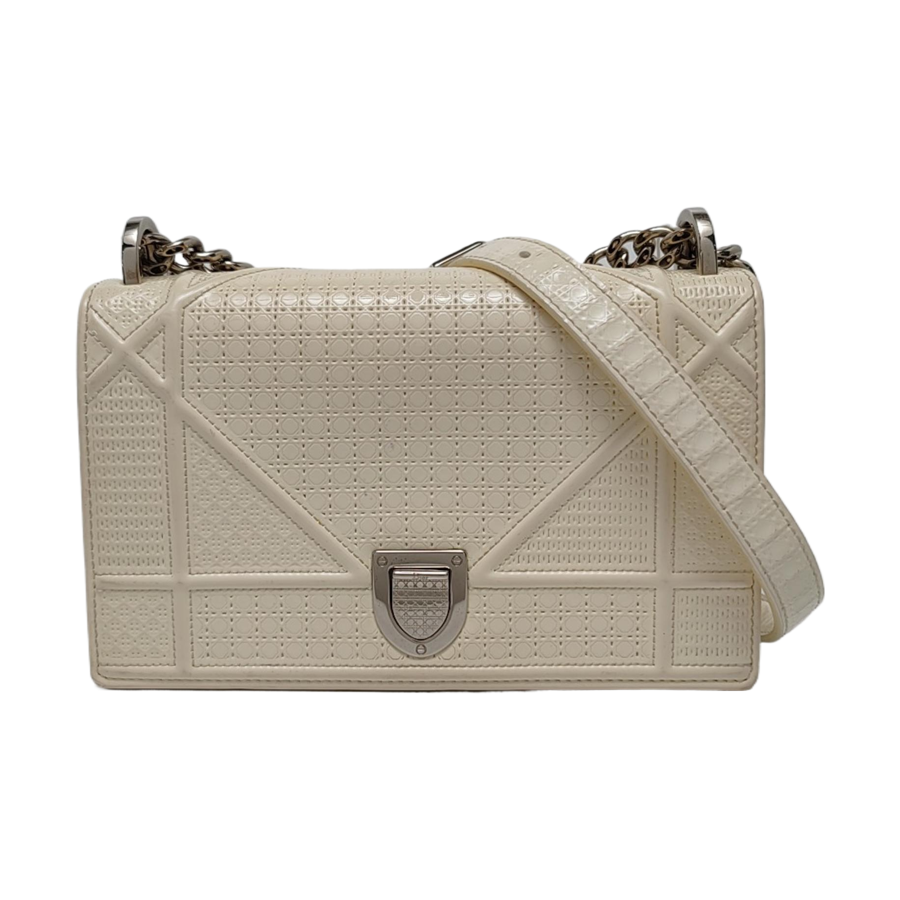 Diorama Small Cannage Calfskin White