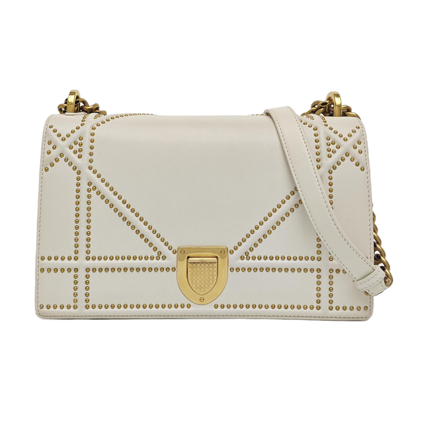 Diorama Medium Cannage Calfskin White