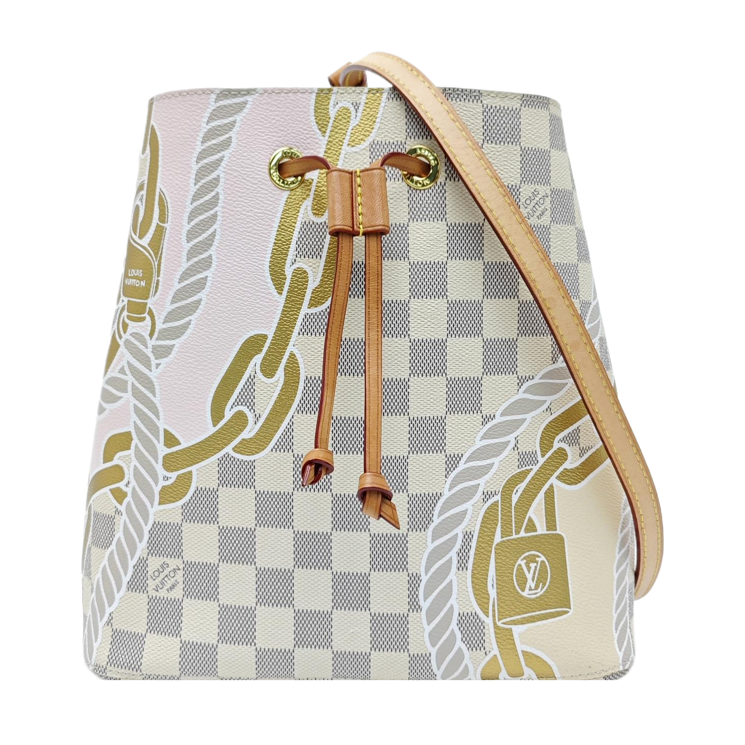 NÉONOÉ MM Damier Azur Coated Canvas White