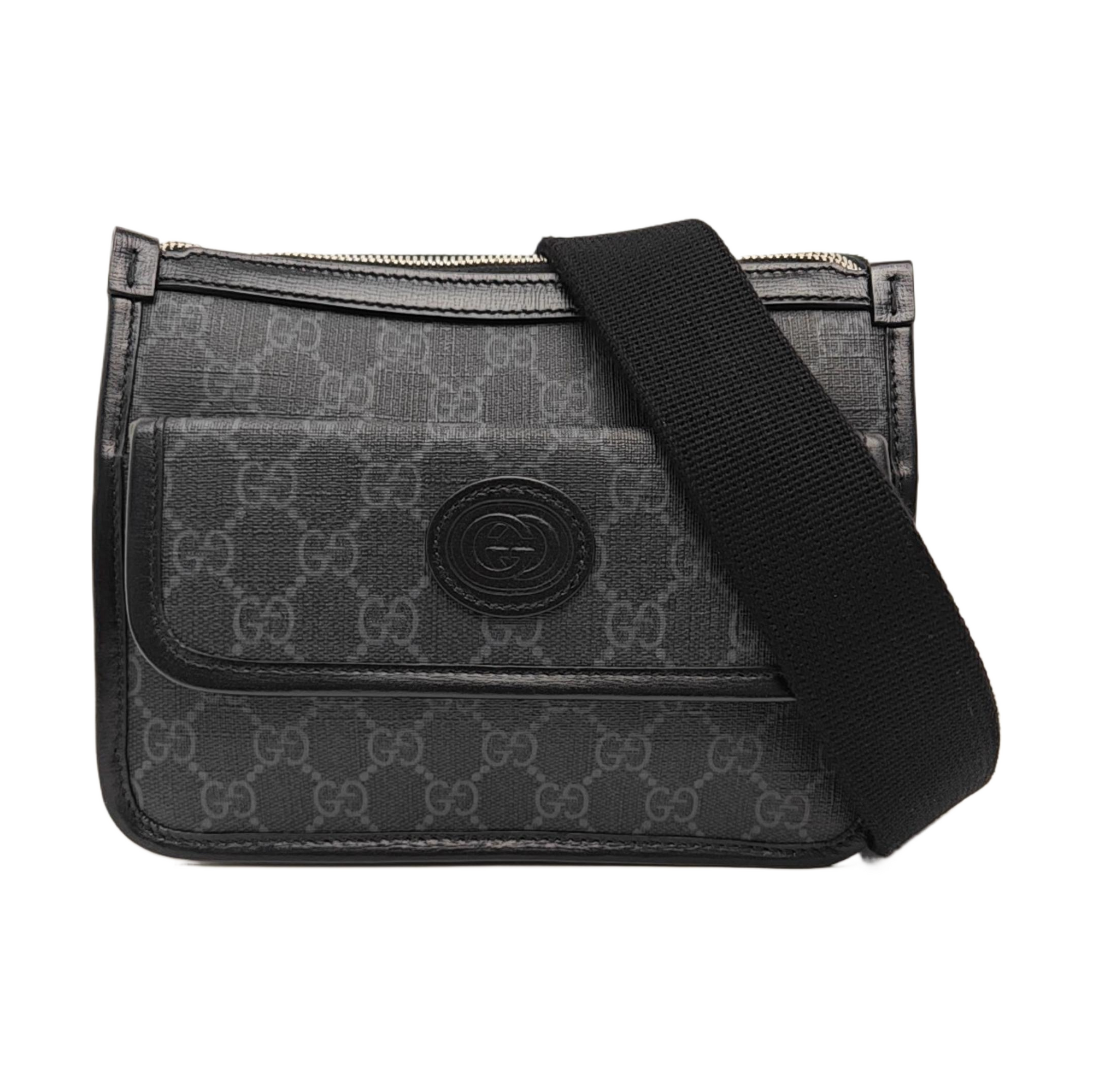 Monogram Calfskin Shoulder Bag Small Black