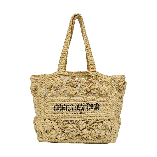 Book Tote Small Straw Beige