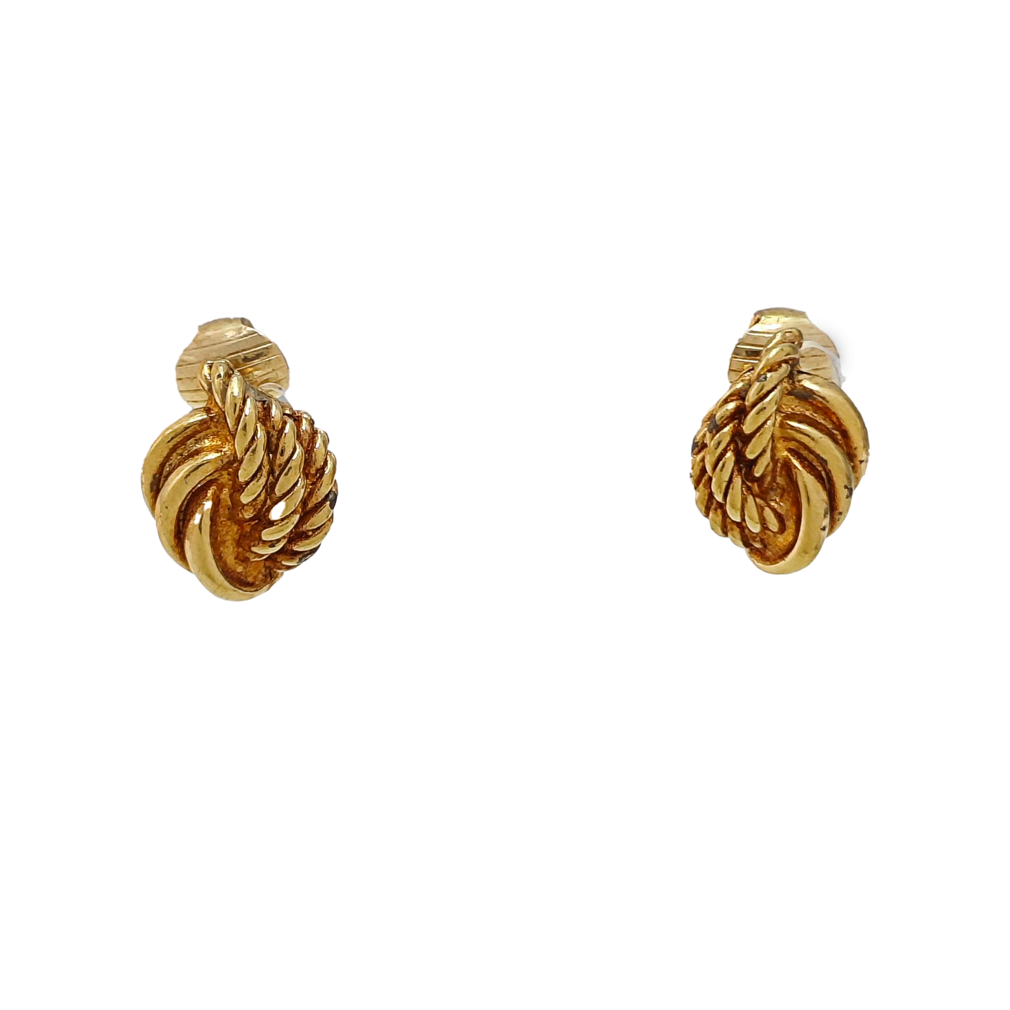 Twist Round Metal Gold Clip On Earrings
