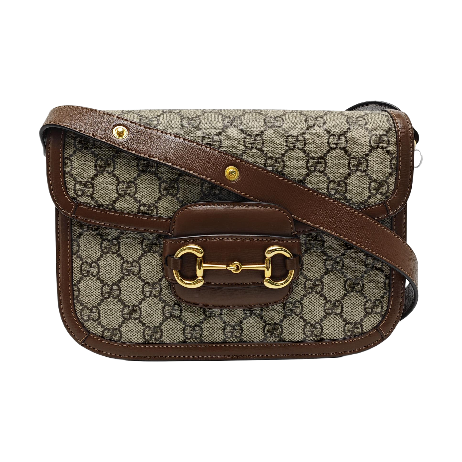 Horsebit 1955 Medium Monogram Coated Canvas Beige