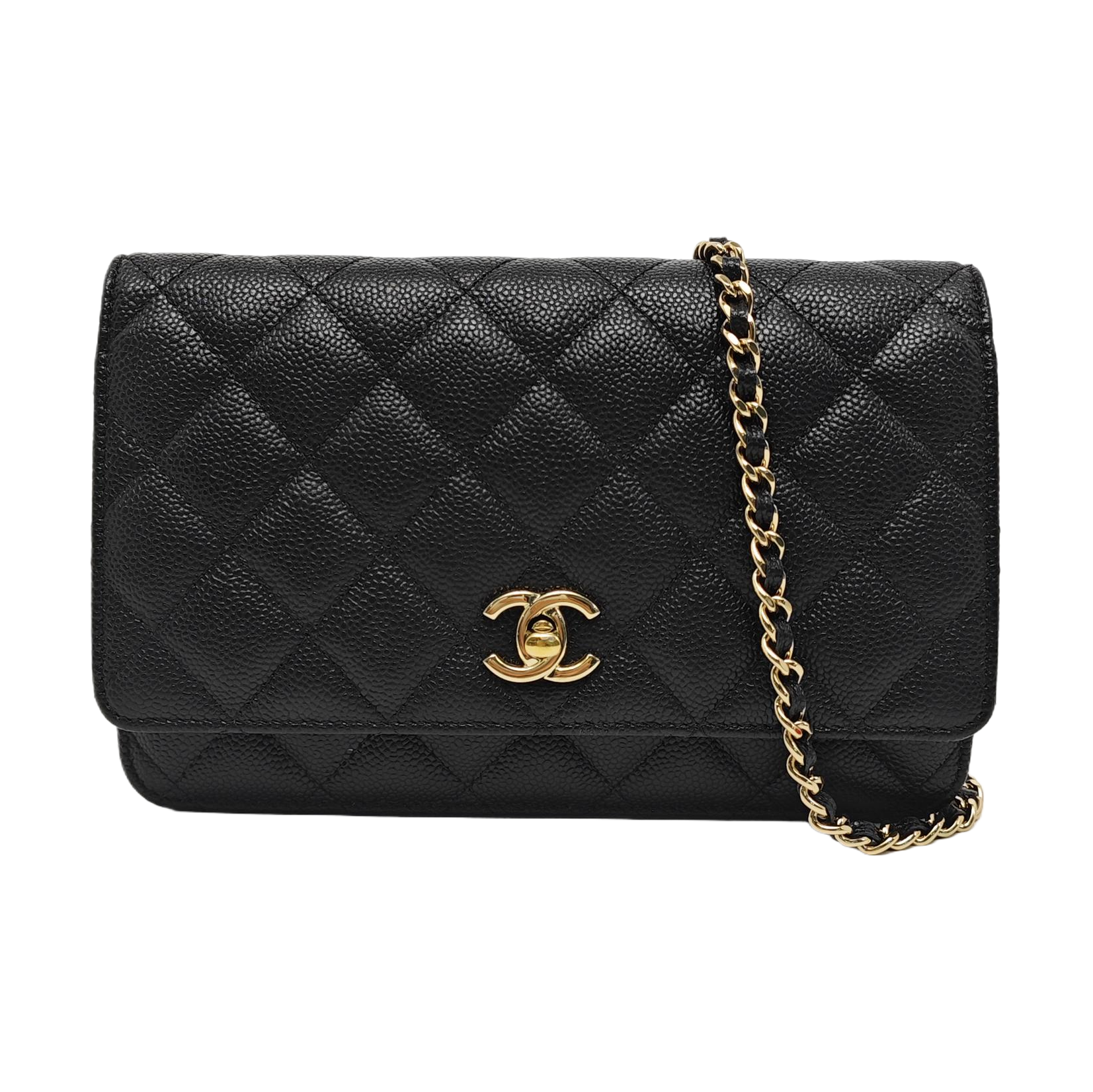 TRENDY CC Quilted Grained Calfskin Black