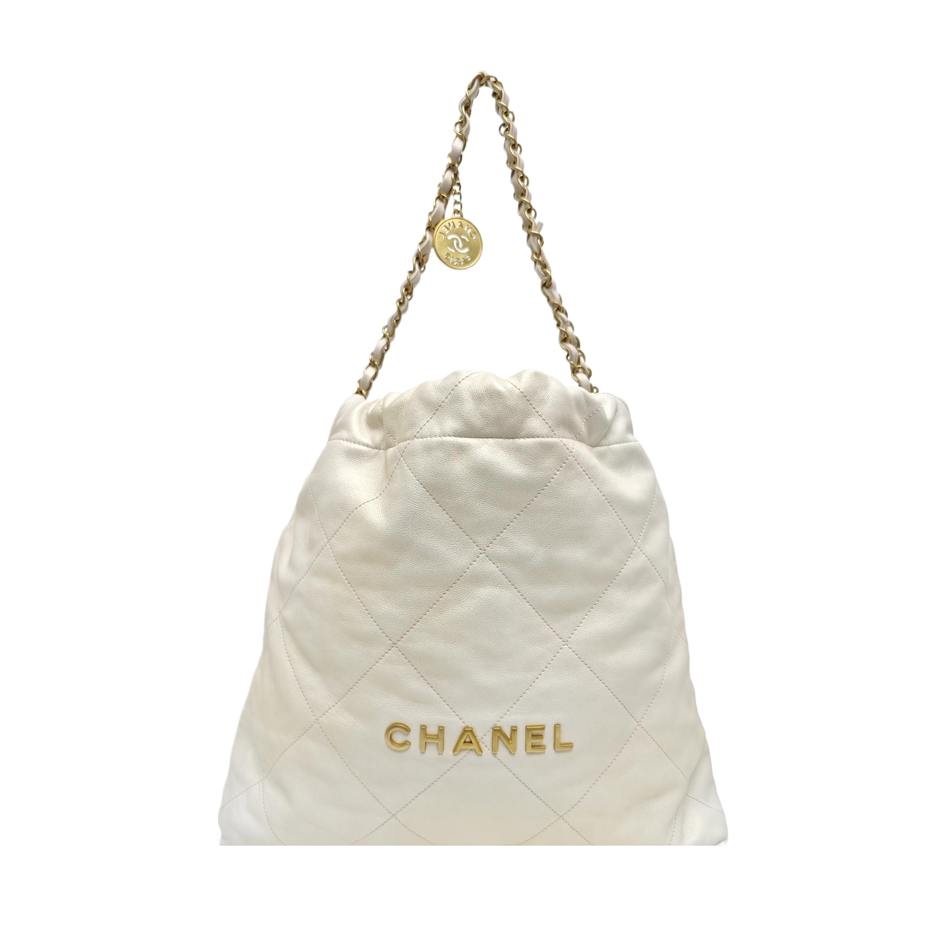 CHANEL 22 Medium Quilted Calfskin White