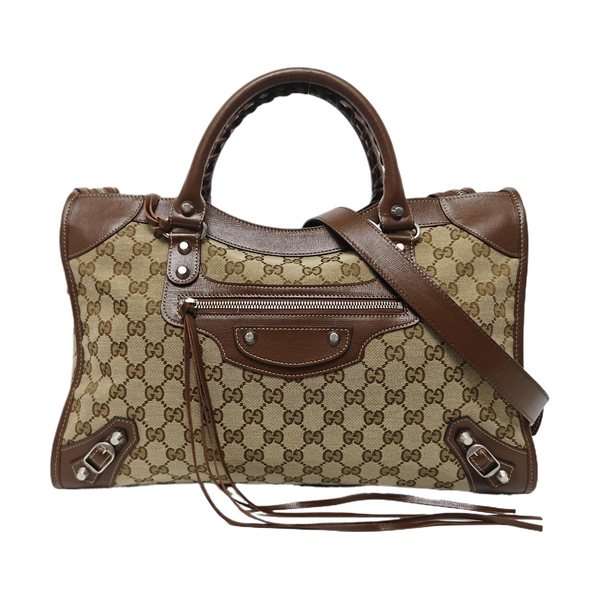 The Hacker Project Medium Monogram Canvas Beige