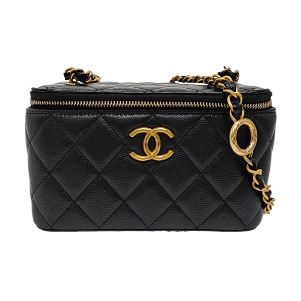 VANITY CASE Small Quilted Grained Calfskin Black