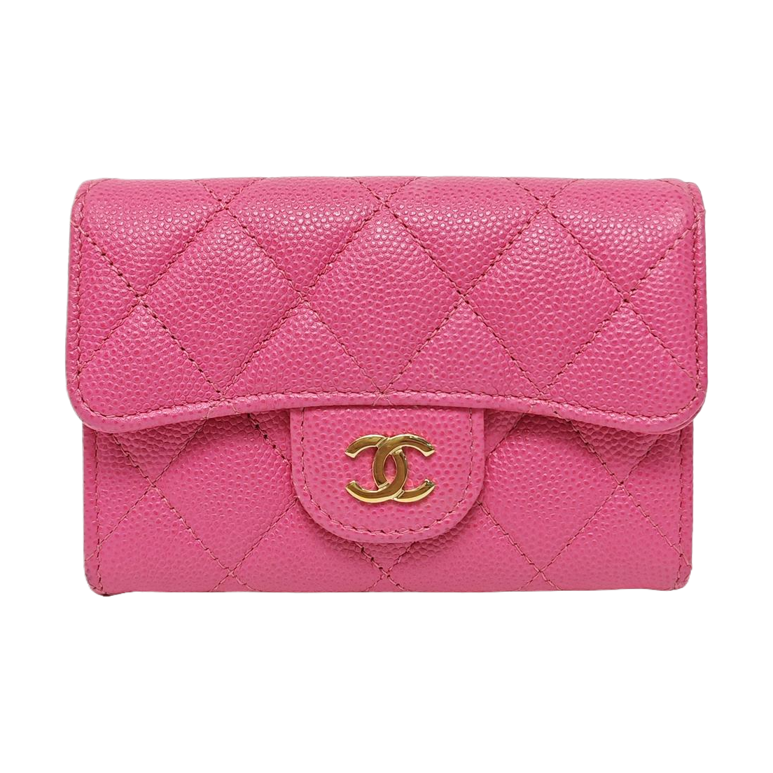CLASSIC FLAP Quilted Grained Calfskin Pink Wallet