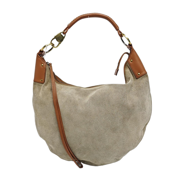 Suede Top Handle Bag Gray
