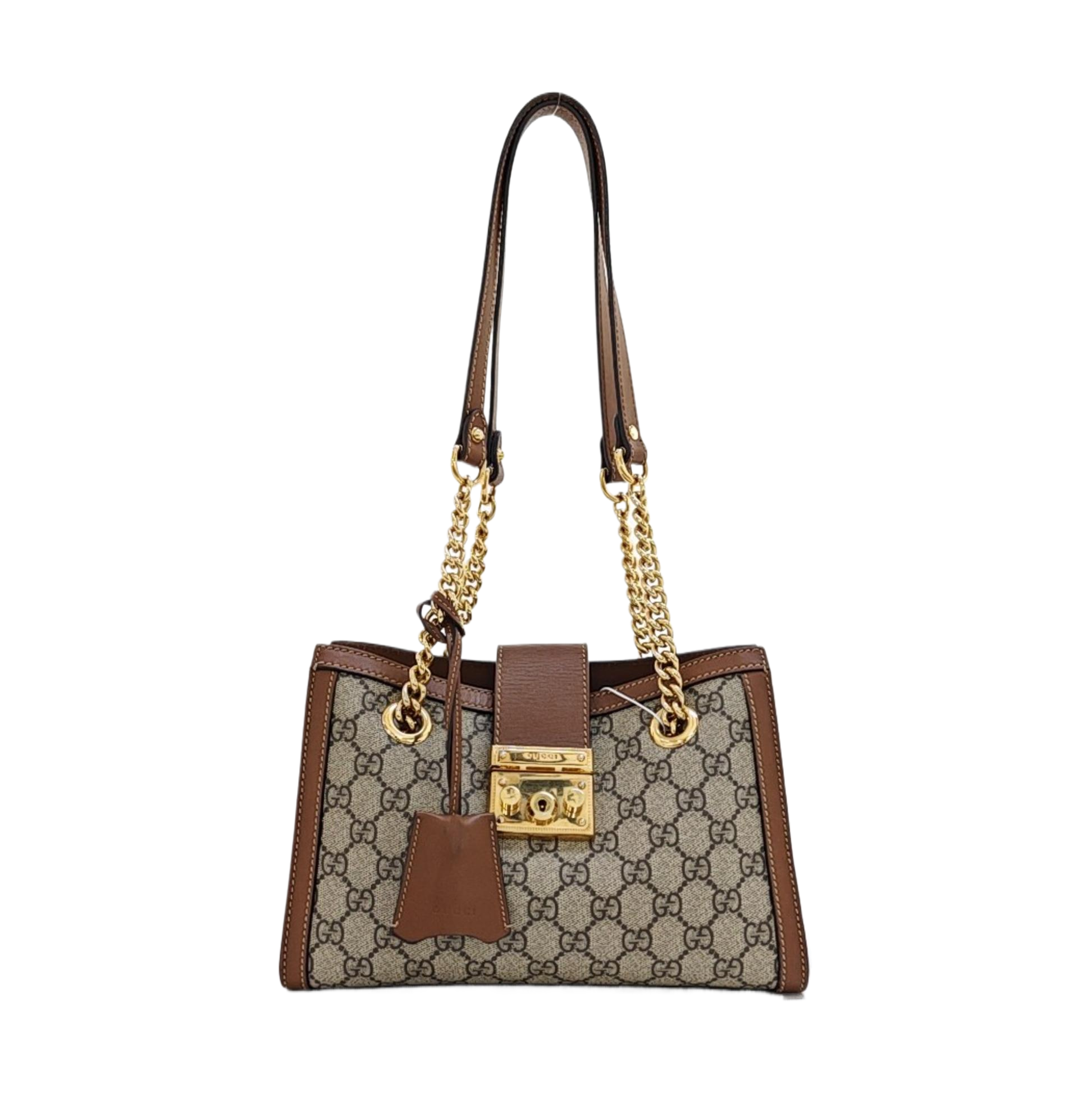 Padlock Small Monogram Coated Canvas Beige