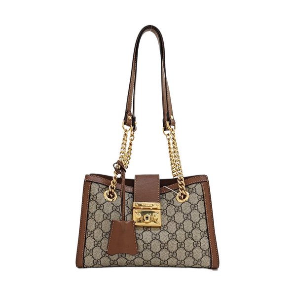 Padlock Small Monogram Coated Canvas Beige