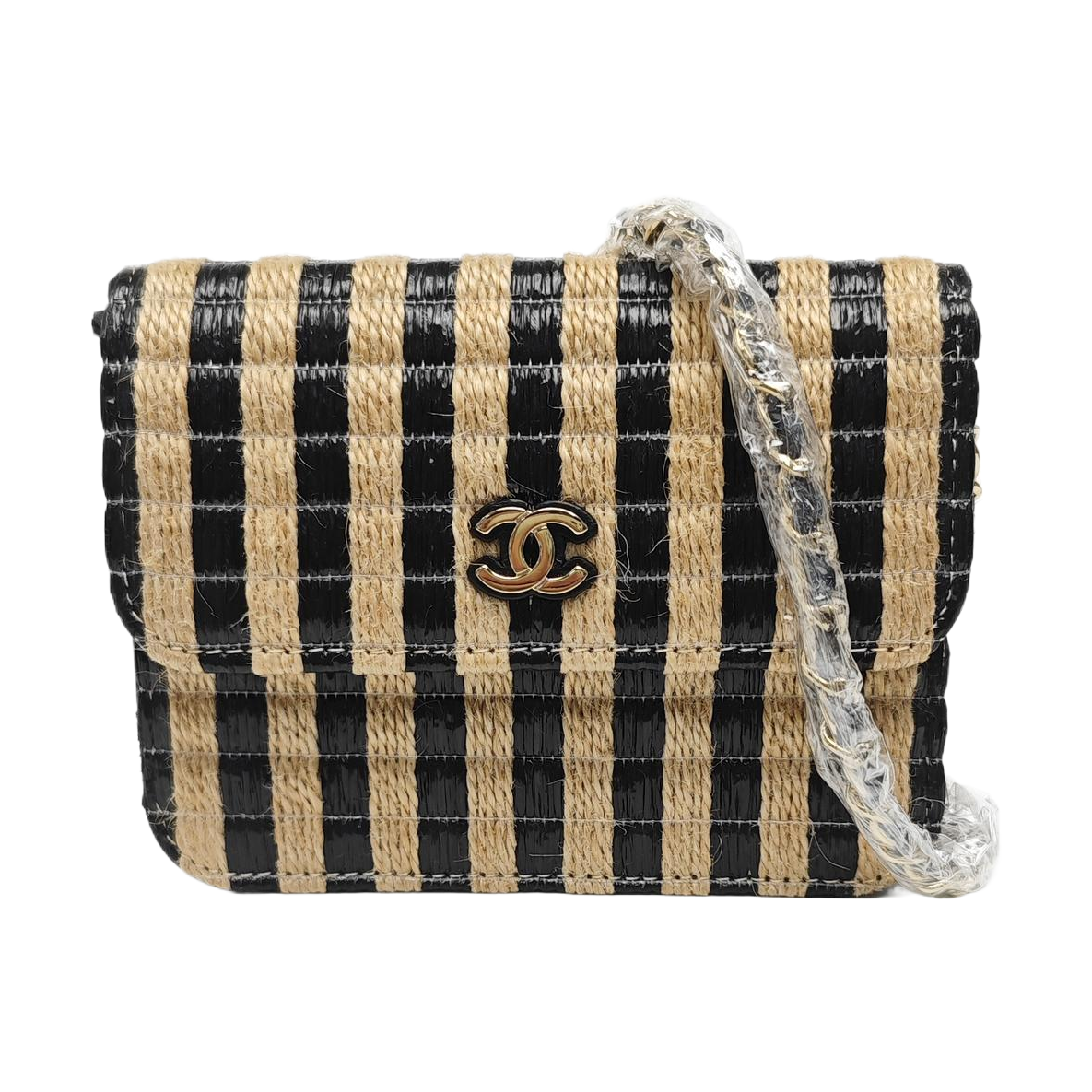 Quilted Straw Shoulder Bag Multicolor