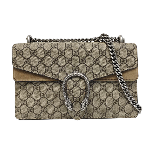 Dionysus Small Monogram Coated Canvas Beige