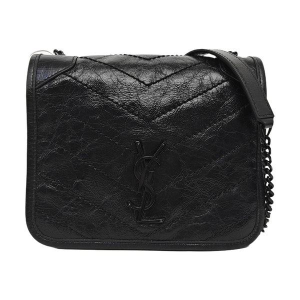 NIKI Mini Chevron Calfskin Black