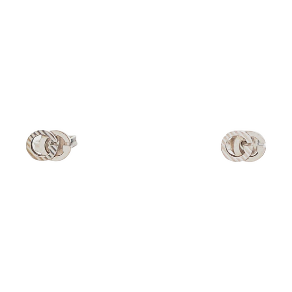 GG Running 18k White Gold Silver Stud Earrings