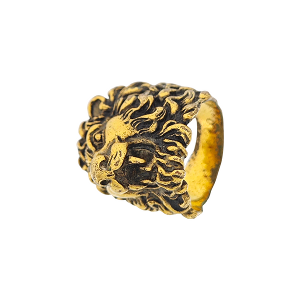 Lion Head Metal Gold Ring EU 62