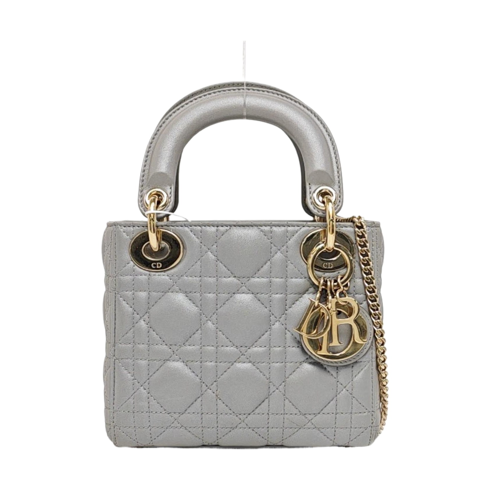 Lady Dior Mini Cannage Lambskin Gray