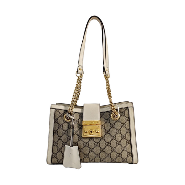 Padlock Small Monogram Coated Canvas Beige