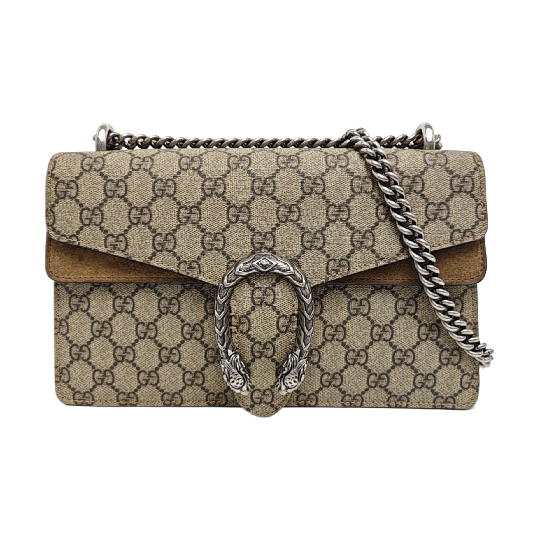 Dionysus Small Monogram Coated Canvas Beige