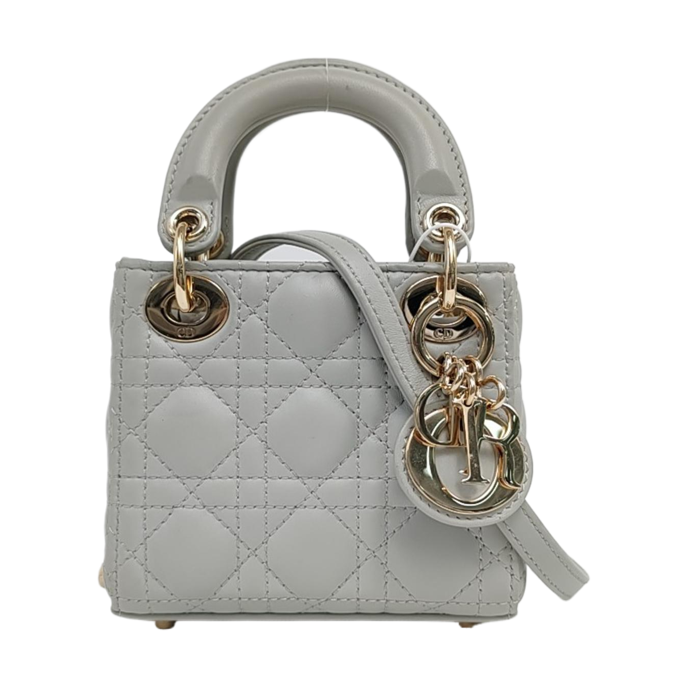 Authenticated pre-owned  Lady Dior Super Mini Quilted Lambskin Grey - Shoulder Bag at Looply
