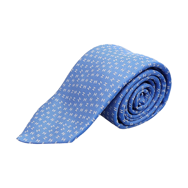 Corbata azul de seda de morera