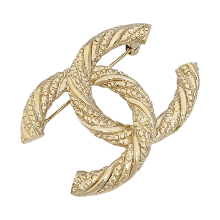 CC Logo Metal Gold Brooch