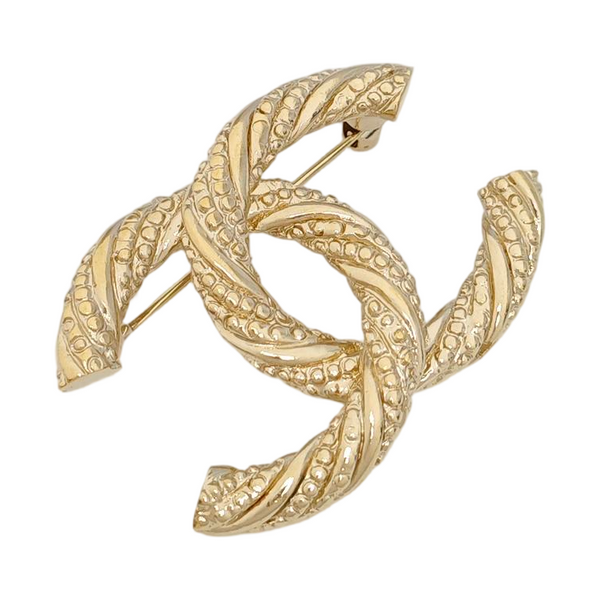 CC Logo Metal Gold Brooch