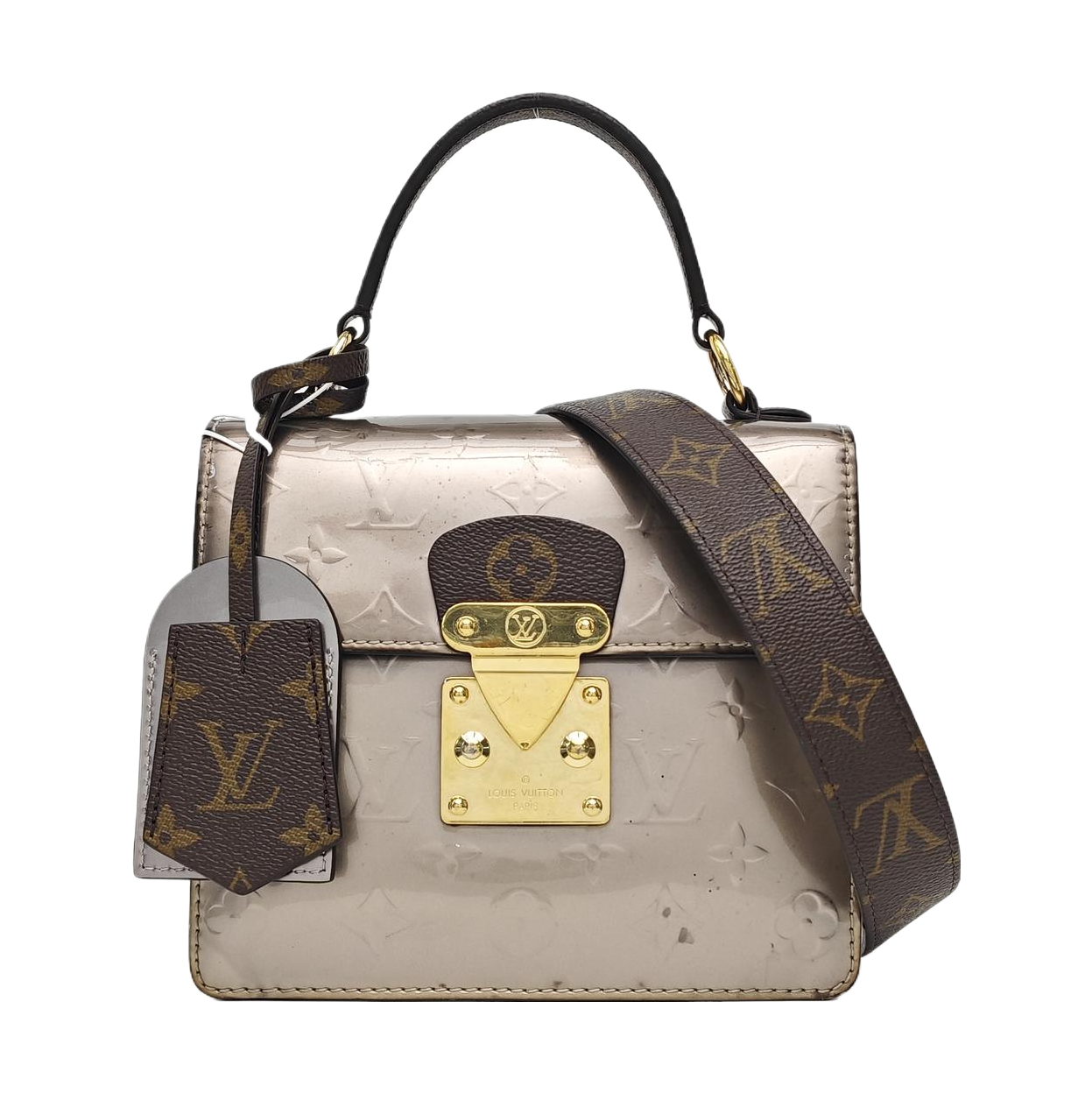 SPRING STREET Monogram Patent Leather Gray