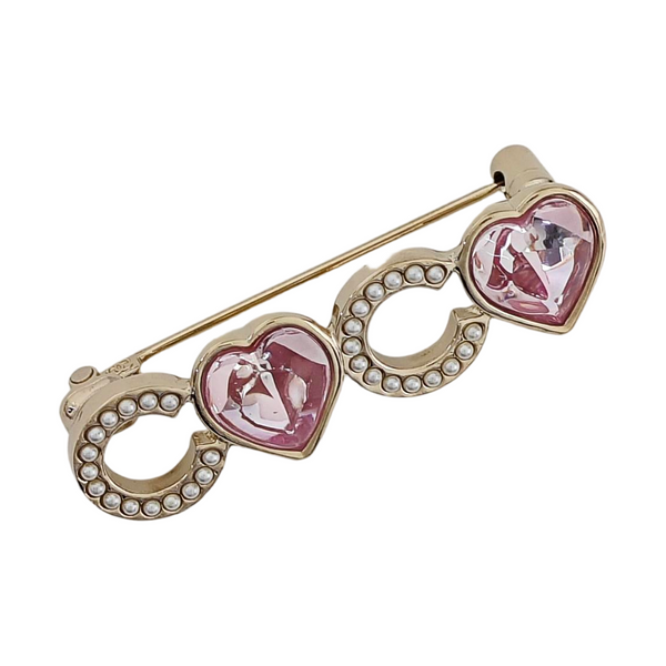 CC Logo Metal Gold Brooch