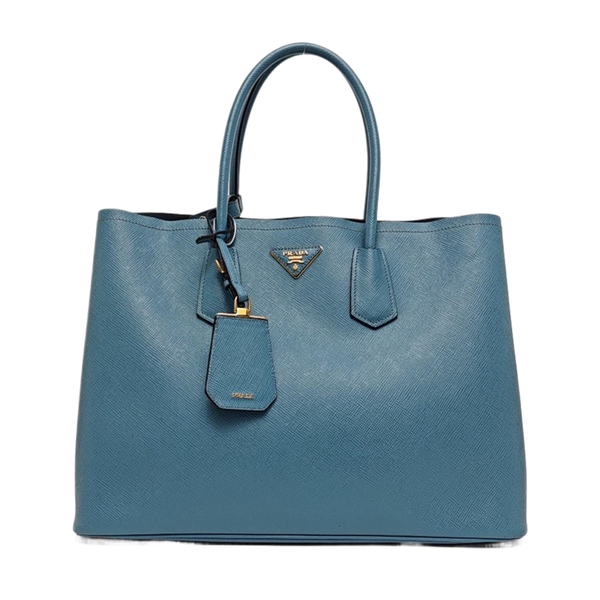 Double Large Saffiano Calfskin Blue